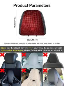 1-2pcs Shiny Rhinestone Car Headrest Covers, Luxury Full Rhinestone Design, Exclusive For Women, Suitable For Most Sedans, Pickups And SUVs, Sparkling Interior Accessory, Instantly Upgrade Car Interior Atmosphere - Style a - View 3
