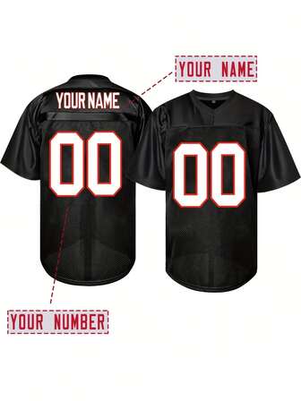 Customized Name And Number Men's Embroidered American Football Jersey Atlanta Black V-Neck Personalized Short Sleeved Shirt Party Game Training Competition Sports Top DIY S-XXL