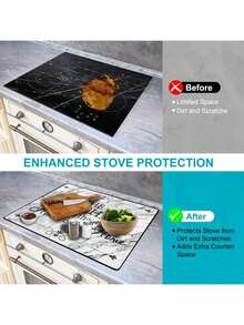 1 片 20.5*28.5 英寸电炉垫，燃气灶台面保护垫，耐热、防刮、高吸水性、防滑、易清洁，保护电炉、电磁炉、陶瓷炉灶台面。