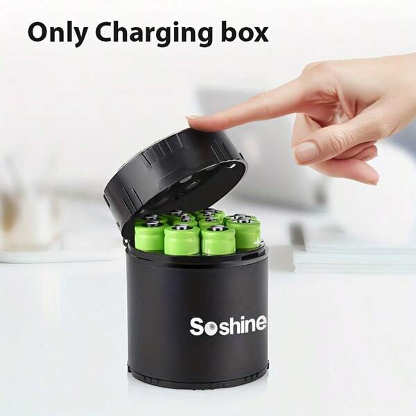 12 Bay Battery Charger Storage Box, 8pcs AA And 4pcs AAA Suitable For 1.5V Battery Charging, LED Indicator Tyep-C Charging Interface, Intelligent Overheating Protection, Home And Office Use, Doorbells, Remote, Flashlights, Etc