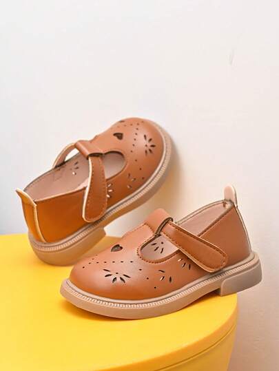 Toddler Girls' Soft Sole Leather Shoes, New Spring/Summer 2025 Collection, Princess Style Flats, Solid Color, Korean Fashion, Casual Shoes For Little Kids