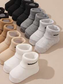 8双婴儿男女款纯色中筒袜