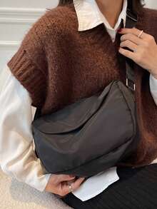 Casual Commute Versatile Shoulder Crossbody Tote Bag - Black - View 3