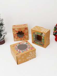 5 Stück/10 Stück Weihnachten mit transparenten Schaufenstern, Weihnachts-Gebäckbox, Keksdose, kreative Torte, Brot und Muffin, Weihnachtsgeschenkverpackung, Weihnachtsdekoration, Weihnachtspyjamas, Weihnachtsgeschenke, Weihnachtsdekoration - klein - Übersicht 7