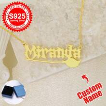 1pc S925 Sterling Silver Custom Gothic Name Necklace With Halloween Motifs - Personalized Jewelry For Friends, Goth Enthusiasts & Self - Perfect For Halloween Parties, Daily Edgy Looks & Festive Gifting Occasions