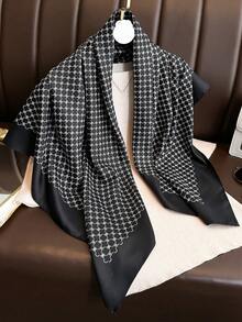 1pc Women's Spring And Summer Striped Silk Imitation Scarf Twill Scarf Hair Versatile Fashion Square Scarf Bandana Sunscreen Shawl Suitable For Daily Use For Dress