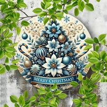 1pc Vintage Blue Christmas Tree Metal Sign - Merry Christmas 2D Printed Wall Art, Farmhouse Decor For Home, Kitchen, Coffee Bar, Indoor/Outdoor Use, Ideal Gift Home Decor Christmas Decorations Room Decor