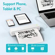 1pc U8 A4 Portable Printer Wireless For Travel - M08F US Letter Size Wireless Mobile Printer, Support 8.5" * 11", 279.4 X 215.9mm US Letter Size Thermal Paper, Inkless Thermal Compact Printer, Compatible With Android And IOS Phone, IPads & Laptop, Compact And Space-Saving Design Printer For Traveling, Photo Printing, Work, Office, Business, Home, Car, University, Study, Multi-Functional Printer For Officer, Student, HD Printer With 203dpi, U8 Wireless Printer With Strong Compatibility For Printing PDF, Word, Images, Web, Etc, Built-In 1200mAh Rechargable Battery With Type-C Cable, Great Tool For Improving Work Efficiency, Portable Tattoo Printer For Gifts, Christmas Gifts, New Years Gifts For Everyone, Black/White - 白色 - 查看 5