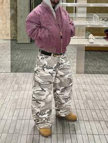 垃圾摇滚哥特 Y2K 风格男士时尚休闲街头宽松个性青年运动学院直筒休闲迷彩牛仔裤 - 彩色 - 查看 5