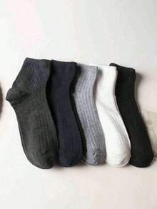 5 pares de calcetines de media caña a rayas gruesas mejorados, adecuados para mantener el calor, uso casual, en el hogar, al aire libre, deportes, con calor continuo para hombres y mujeres, súper elásticos, suaves, gruesos, transpirables, resistentes al olor y antibacterianos para la vida diaria