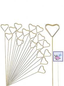 40 Stücke - Metall Blumen Kartenhalter, Metall Blumenstrauß Kartenhalter und herzförmiger Blumen Foto/Memo Halter, geeignet für Blumenstrauß Dekoration, Hochzeit Blumenständer Dekoration, Foto Kartenhalter, Blumenständer Dekoration Kartenhalter, Party Segen, Blumen Verpackung, Bankett, Festival, Party, Hochzeit, Geburtstag, Jahrestag, Tischdekoration, Muttertag Abschlussfeier, Multifunktionaler Blumenstrauß Halter (herzförmig)