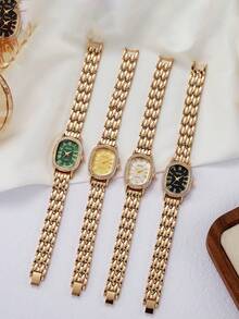 Women's Fashion Oval Crystal Rhinestone Watch Roman Numerals Stainless Steel Mesh Strap Quartz Watch For Daily School Gift Wedding Office