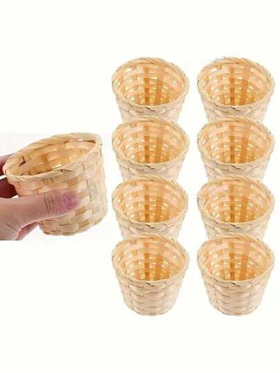 Woven Flower Basket, Small Bamboo Basket, Desktop Organizer Storage Basket, Bamboo Woven Basket, Woven Basket