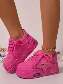 Women's Outdoor Sports Shoes Lace-Up Women's Shoes Casual Low-Cut Shoes Round Head Women's Shoes - 紅色 - 查看 10