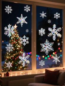 26pcs (2 Sheets) - Snowflake Window Clings, Colorful Rainbow Window Stickers For Winter Home Decor, PVC Stained Glass Window Decals, Anti-Collision Window Flowers To Prevent Bird Strikes, Rainbow Prism Sun Catcher Glass Window Stickers For Holiday Decoration - Multicolor - View 3
