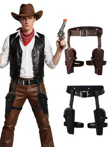Conjunto de Arma de Cowboy Retrô para Fantasia de Halloween, Decoração de Halloween, Conjunto de Arma Lara, Cinto de Cowboy Ocidental, Acessórios de Figurino - Multicolorido - Visão 2