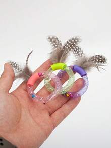 PETSIN Multi-Color Cat Toy With Rattle Sound, Feathers & Pearls - Interactive Cat Toy For Indoor Cat Exercise And Entertainment, Pet Supplies - Multicolor - View 6