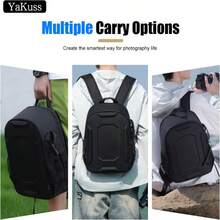 YAKUSS Mochila de cámara multifuncional con carcasa rígida, bolsa de cámara DSLR de gran capacidad, estuche de fotografía con compartimento para portátil de 13.3 pulgadas
