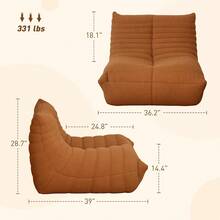 Bean Bag Chair For Adults, Giant Fireside Chair Lazy Sofa, Bean Bag Sofa With High Density Comfortable Foam For Living Room, Bedroom, Brown - 棕色 - 查看 2
