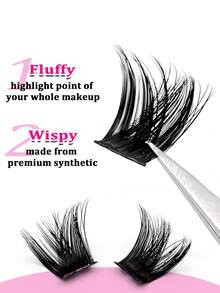 Sibeuna 120pcs D-Curl Criss-Cross Thick & Dense Lashes, Create Dramatic Makeup Effect, Fluffy & Soft Lash Clusters - D - View 4