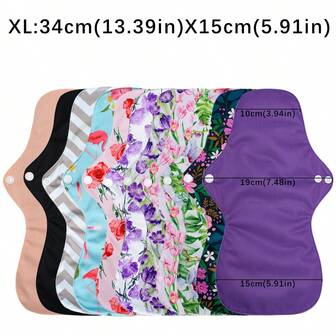 Large Sanitary Pads Washable Menstrual Pads Random Color Sanitary Pads Heavy Flow Cloth /Reusable Sanitary Pads/Mama Panty Liners Charcoal Bamboo