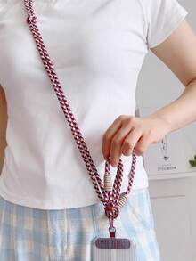 1 pieza Cordón de moda ajustable en longitud, correa de muñeca, correa de bandolera, correa de collar, soporte para estuche de teléfono, clip resistente, diseño desmontable, anti-pérdida, incluye almohadilla, adecuado para teléfono, ventilador