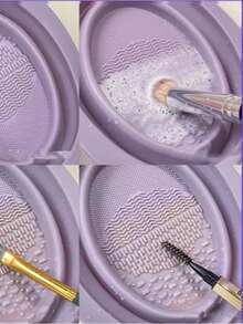 1 Peça Tigela Dobrável de Silicone para Limpeza de Pincéis de Maquiagem, Pode Ser Reciclada, Tapete Portátil de Limpeza de Pincéis de Beleza, Ferramentas de Lavagem e Secagem de Pincéis, Para Pincéis, Borlas e Esponjas, Caixa de Limpeza a Seco Rápida para Ferramentas de Maquiagem