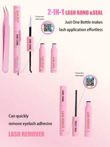 Eyelash Adhesive & Sealant, Eyelash Remover, Individual Eyelash Glue & Sealant, Eyelash Extension Tools, 2-In-1 Cluster Eyelash Adhesive & Sealant, Cluster Eyelash Glue, Eyelash-Specific Glue, Cluster Eyelash Adhesive, Eyelash Glue, Cluster Eyelash Accessory Tools, Eyelash Extension Tool Kit, Eyelash Tool Collection - Pink - View 2