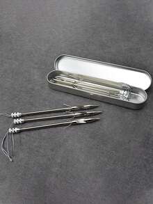 3/6/9pcs Spearfishing Slingshot Harpoons, Comes With Harpoon Storage Box For Convenient Storage And Carrying. Stainless Steel Tips, Suitable For Spearfishing, Deep Water Fishing Equipment - Silver - View 2