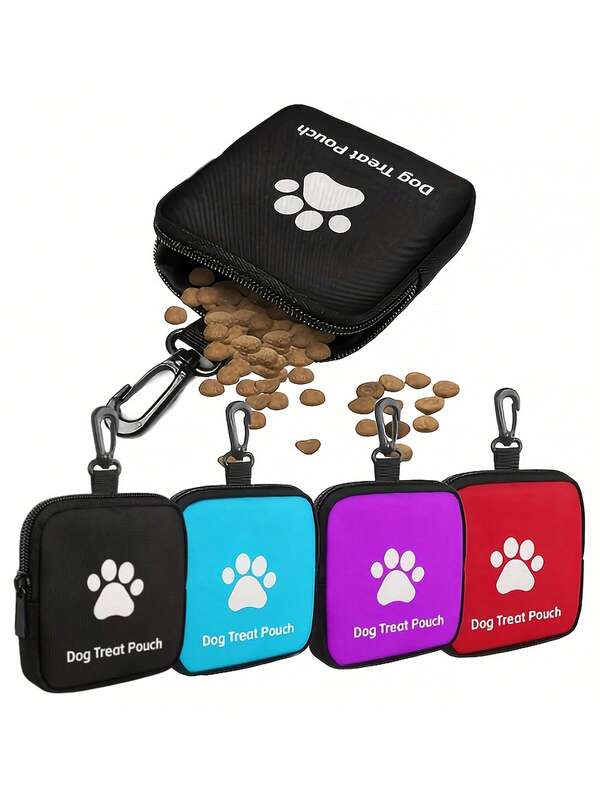 Ziplock Polyester Dog Training Treat Bag - Portable Pet Snack Pouch, Suitable For Outdoor Activities And Dog Walking, Available In Multiple Colors (Black, Red, Purple, Blue), Ideal For Dog Owners And Trainers' Travel Pet Treat Container Dog Treat Bag Dog Treat Pouch Dog Walking Bag Pouch