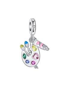 1pc Silver-Plated Elegant & Cute Car, Candle Holder, Ship Rudder, Suitcase, Bag, Rocket, Candle, Palette DIY Pendant Charm, Suitable For Women & Couples, For DIY Jewelry Making, Halloween, Valentine's Day, Back To School, Thanksgiving, Party, Holiday Gifts