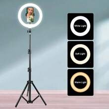 AXNEN 10-Inch LED Ring Light Kit With 43-Inch Tripod And Phone Holder, Ideal For Photography, Videography And Video Conferencing - Black - View 1