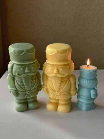 1pc Nutcracker Soldier Candle Mold, Suitable For Making Scented Candles, Concrete Sculptures, Clay Models And Handmade Soap, Ideal For Halloween Theme Party Decor, Christmas Gifts Crafting, Universal DIY Craft Mold For Multiple Materials