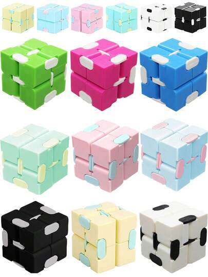 1/2 件随机颜色无限魔方坐立不安玩具 - 马卡龙色缓解压力的成人坐立不安游戏 - 可爱迷你独特小玩意，缓解焦虑，消磨时间