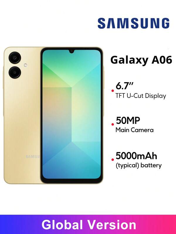 Samsung Galaxy A06 4G Smartphone Globale Version 6,7 Zoll großes HD+ Display 50MP Triple Kamera 5000mAh langanhaltend Akku Seitlicher Fingerabdrucksensor USB Typ-C *Ohne Ladegerät