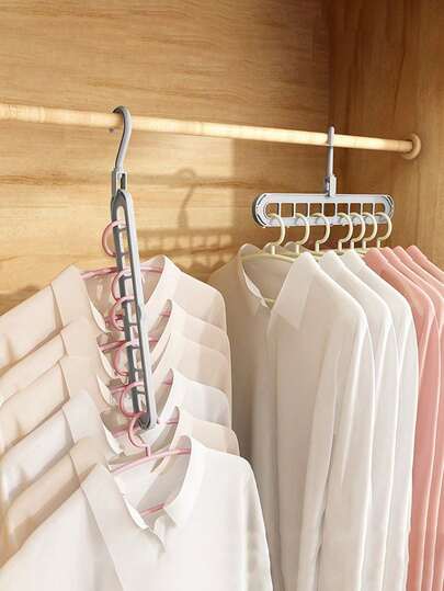 1/3/10-Piece Hanger, A Must-Have For Home, University, And Dormitories, Multifunctional Storage, Space-Saving Hanger, PP Material, Maximum Load-Bearing Capacity 3KG, 9-Hole Storage Organizer, Suitable For Wardrobes And Closets, Can Hang T-Shirts, Skirts, Underwear, Thin Clothes, Save Space, Horizontal And Vertical Detachable Hook Design, New Year Gift