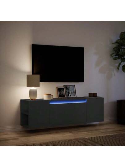 VidaXL TV Wand Unit LED Lighting 135x31x39.5 Cm Zwart view 5