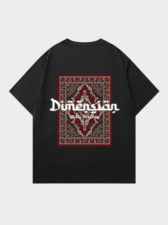 Shwiy Fritidskläder för män Mångsidigt enkelt tryck och mönster svart kortärmad t-shirt, paisleyblomtryck, lämplig för dagliga fritids- och semesterkläder