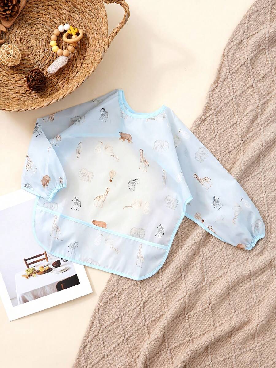 1 Stück Langarm-Schürze, leicht zu reinigende Essens-Lätzchen, Polyester-Überzieher-Schürze zum Füttern, Malen und sauberen Mahlzeiten, Kinderzubehör für 6-36 Monate