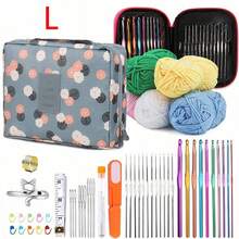 完整的钩针套件，包括符合人体工程学的钩针套装、纱线和配件 - 适合初学者和编织爱好者，全季节纱线工艺套装（所有产品颜色/包装随机）
