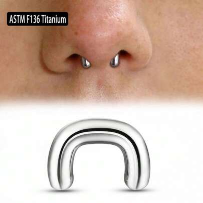 1 pieza Retén de septum en forma de U fresco ASTM F136 Anillo de piercing de Body de septum de herradura de titanio nuevo