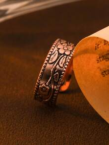 可调节纯铜磁性扭曲手工编织能量环，男士适用 - 棕色 - 查看 10