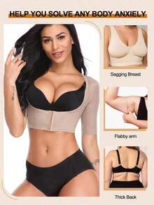 2025-Best SellerWomen Upper Arm Shaper Sleeves Posture Corrector Slimmer Tops Shapewear Faja De Compresion Para Mujer Talladora De Brazos Y Correctors Arm Shaper Sleeve-Wwl - 淺褐色的 - 查看 7
