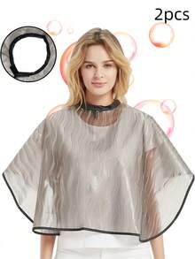 2/1 Piece Waterproof Hair Dye Cape With Snap Fasteners, Hair Products And Accessories For Hair Salon Or Home Use, Hair Tools, Barber Salon Beauty Travel Essentials, Hair Dye Cape, Hairdresser Short Combing Shawl, Makeup Apron For Dyeing, Bleaching, Shampooing