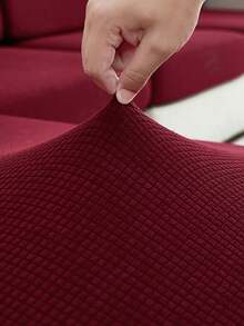 1件装防水玉米绒弹力沙发垫套客厅弹力沙发垫套家居装饰沙发套 - 酒紅 - 查看 7