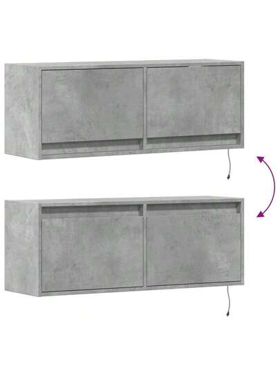 VidaXL TV Wand Unit LED Lighting 100x31x35 Cm Concrete Grijs view 10