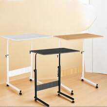 PORIYA 360° Mobile Laptop Desk  Adjustable Bedside & Portable Computer Stand With Lockable Wheels | Study, Work, Gaming Anywhere - 棕色 - 查看 3