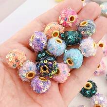 20pcs Leopard Plush Fabric Covered Large Hole Beads, Spacer Beads For DIY Phone Straps, Pen Beads, Autumn/Winter - Multicolor - View 5