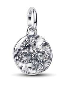 1pc Fashionable Charm Electroplated Silver Beaded Pendant, Versatile For DIY Bracelet, Necklace, Gift - Silver - View 12