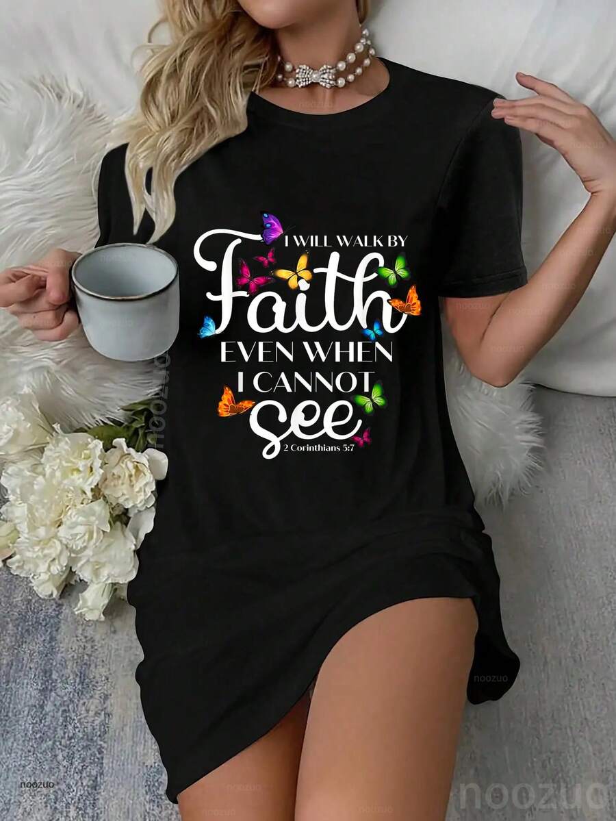 I Will Walk By Faith Bible Verse 2 Corinthians 5 7 Butterfly Nightgown ...